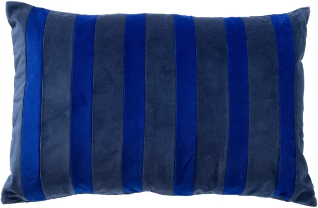 Dutch Decor VENICE - kussenhoes 40x60 cm - fluweel - gestreept - Insignia Blue - blauw - met rits - zonder binnenkussen Marineblauw