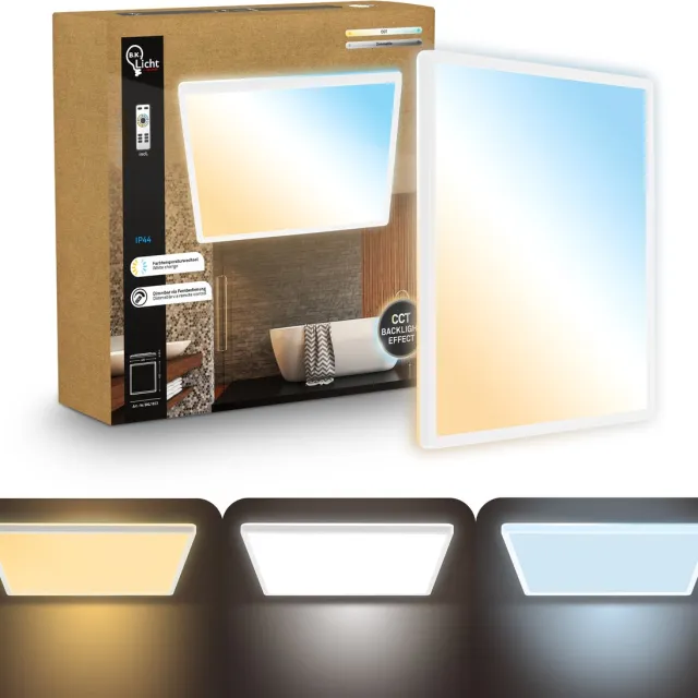 B.K.Licht Shallow - Dimbaar Badkamerlamp Plafonniere - plafondlamp met afstandsbediening - badkamerverlichting met CCT - IP44 - 42 x 42 cm - wit