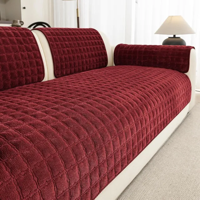 Yashumito Bankhoes van Flanel - 70 x 180 cm - Bordeauxrood - Antislip - Wasbaar - Universele Meubelbeschermer voor 2-3-4 Zitsbank - Per Stuk