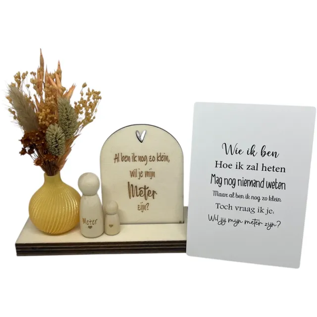Stars 4 you Geschenkbox Wil jij mijn METER zijn? | beige | wie ik ben | droogbloemen | meter vragen | meter worden | peettante vragen | peettante worden | cadeau | doosje met een vraag