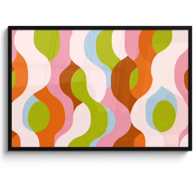 FrameYourWall Poster in lijst - Fotolijst 120x80 cm - Posters - Abstract - Vormen - Roze - Posterlijst zwart - Decoratie - Wanddecoratie woonkamer - Muurdecoratie slaapkamer