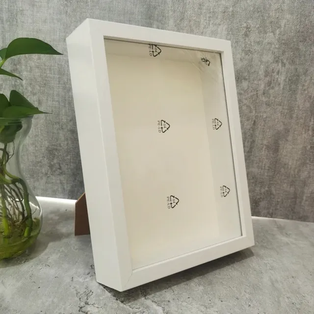 WiseGoods Premium 3D Fotolijst Wit - Fotolijsten Hout 25 X 25 X 4.4CM - Diepe Lijst Voor Decoratie - Foto Lijst - Woondecoratie