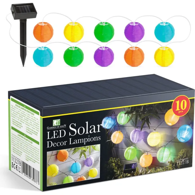 Garden Of Eden Lampionnen Lichtsnoer Tuin Solar - Meerkleurig - Sfeerverlichting voor buiten op Zonne-energie - Waterbestendig - Lampion snoer voor balkon, tuin of sfeervol bij bubbelbad!