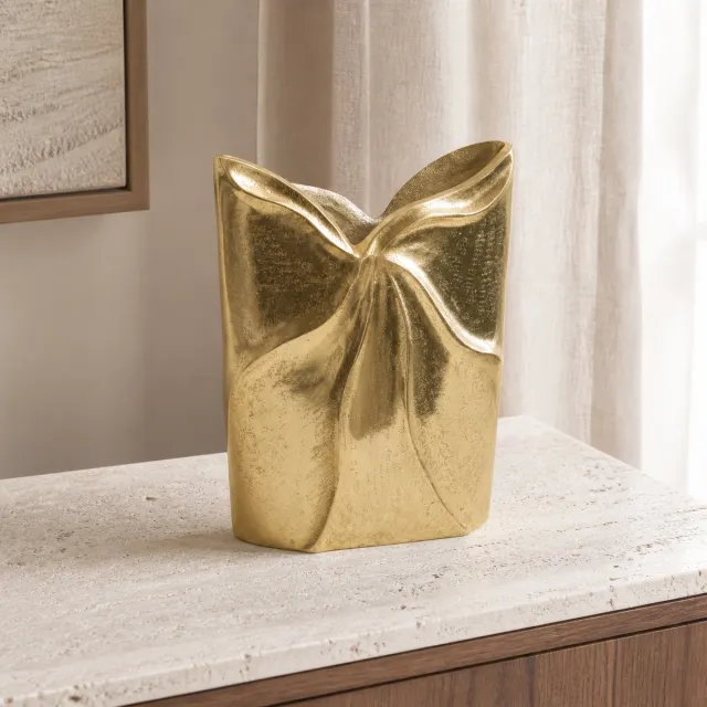 Hoppa! Sculpturale Strikvaas - Hoge- Goud - 22 x 7 x 31 (B x D x H)