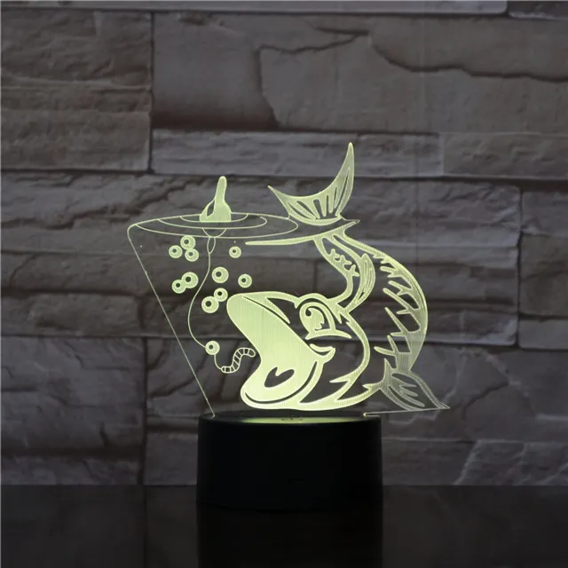 MC Living 3D Led Lamp Met Gravering - RGB 7 Kleuren - Vis