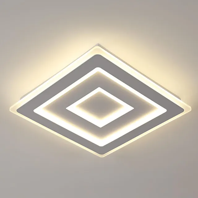 Haobosic Moderne vierkante LED-plafondlamp, 52W, wit acryl plafondlamp voor binnen, geschikt voor slaapkamer, woonkamer, gang, natuurlijke lichttemperatuur 4500K, diameter 40 cm White