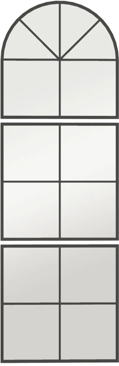 ZYLARO Wandspiegel - 3-delig - Gebogen spiegel - Metalen frame - 60 x 2 x 180 cm - Zwart