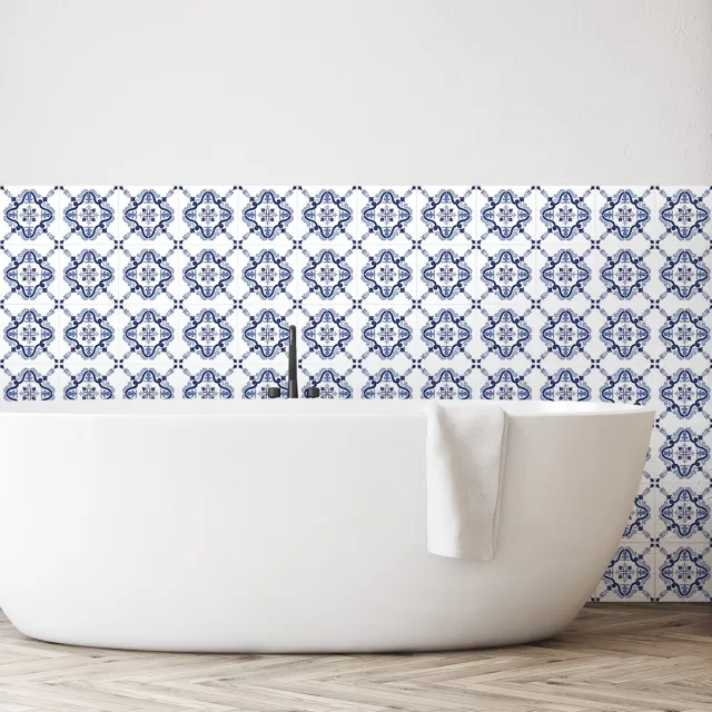 Ambiance Sticker Zelfklevende tegelmuurstickers voor keuken en badkamer - 60 EOLIA Azulejos cementtegelstickers - 60 stickers 15x15cm Multi color