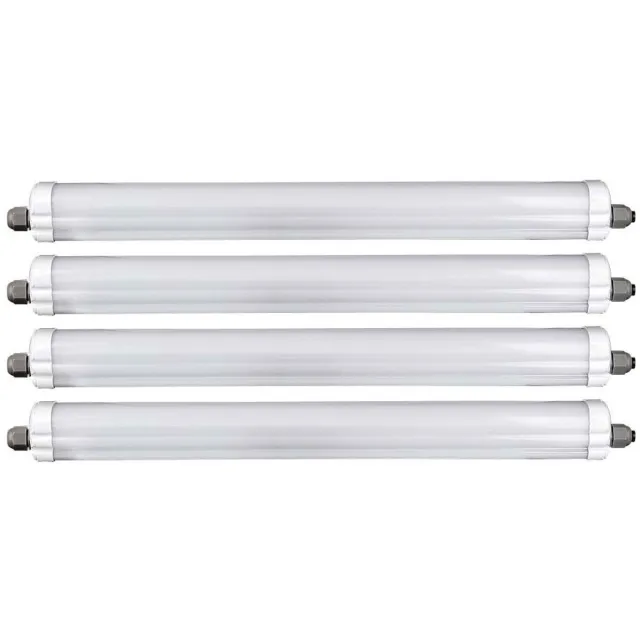 V-TAC LED diffusor licht vochtbestendig licht garage licht hal licht plafondlamp, wit kunststof, waterstraal-beschermd, 18W 2160lm 4000K neutraal wit, L 60 cm, set van 4
