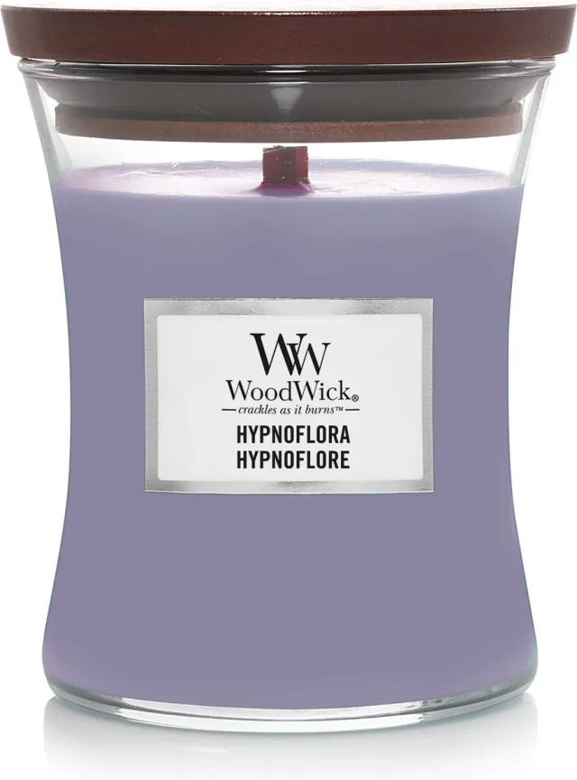 Woodwick Hourglass Medium Geurkaars - Hypnoflora - 60 branduren Paars