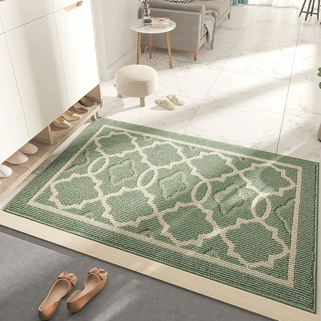 KZQ Deurmat voor binnen - Binnendeurmat - Vloerkleed - Vuilvangende en antislipmat voor de entree - Absorberend en machinewasbaar - 60 x 90 cm - Groen