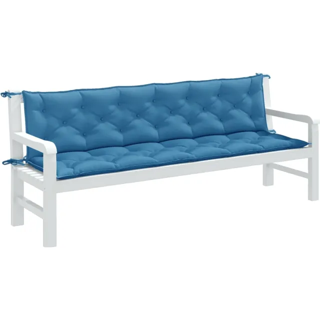 vidaXL Tuinbankkussens 2 st 200x50x7 cm stof gemêleerd blauw