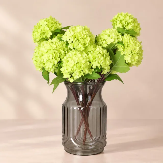 Bellatio Design Kunstbloem Viburnum / sneeuwbal - 5x - 30 cm - groen - losse steel - kunst zijdebloemen