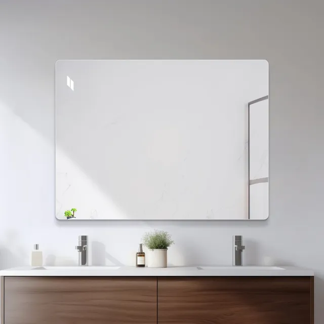 REDOM Wandspiegel - Frameloos - Afgeronde Hoeken - Minimalistisch - Glas - Zilver