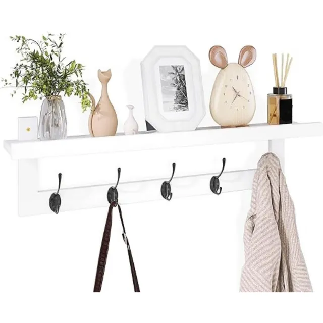 Gtb Wandkapstok met Hoedenplank - Kapstok - Wandkapstok - Wit en Zwart - 75cm x 12cm x 20cm