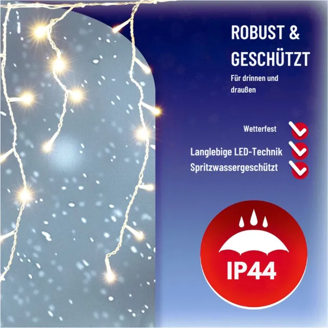 PEAM Lichtsnoer 400 LED - 15m Warm Wit - Stroombesparend Lichtgordijn - IP44 Binnen Buiten - Kerstverlichting Voor Kerstdecoratie