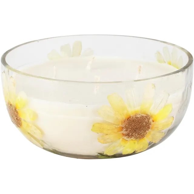 dekoratief Geurkaars 'Sunflower', glas/wax, 15x15x7cm | A268155 transparant