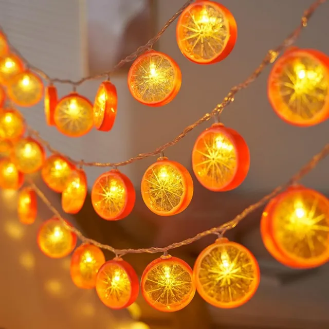 Tovbmup Oranje lichtsnoer - 1,5 m 10 LED oranje schijfjes lichtsnoer - Citroen lichtsnoer - Geschikt voor terras, woonkamer, slaapkamer, feest, bruiloft, carnaval, binnen en buiten