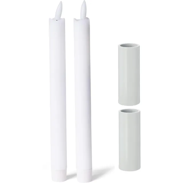 Novaliv Set van 2 kaarsenhouders, magnetische kandelaar, wit, 2,8 x 5 cm, LED premium kaarsen, tafelkaarsen, echte was, flikkerend effect, adventskrans kaarsenhouder, kersttafeldecoratie, scandinavische chic