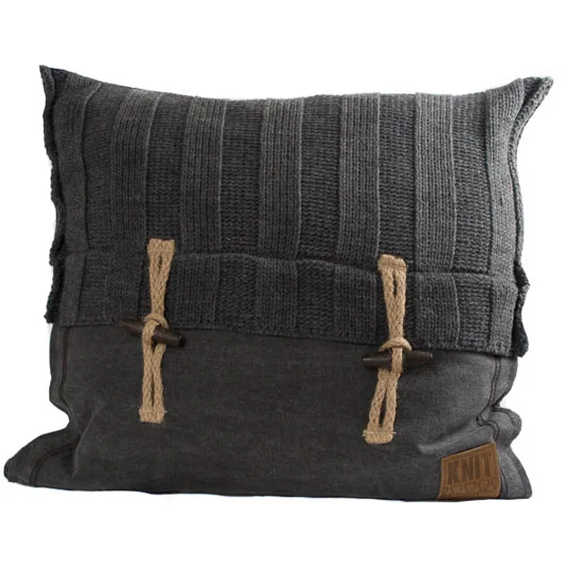 Knit Factory Rib kussen 50 x 50 antraciet