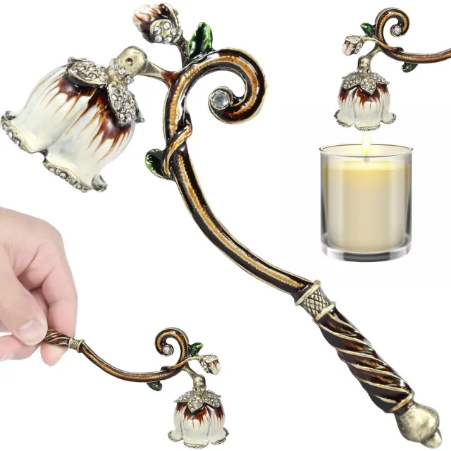 Sanorum 1stuk - Kaarsendover - Dooft kaarsen veilig - Ontwerp met lange steel - Vintage stijl - Ideaal voor kaarsenliefhebbers - Elegant cadeau - Klokvormig - Wit