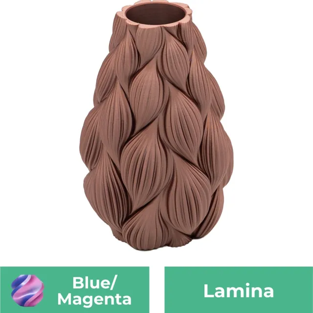 Lovora Lamina moderne vaas – Decoratieve vaas - Blauw / Paars - 3d geprinte vaas – geschikt voor droogbloemen - 34CM