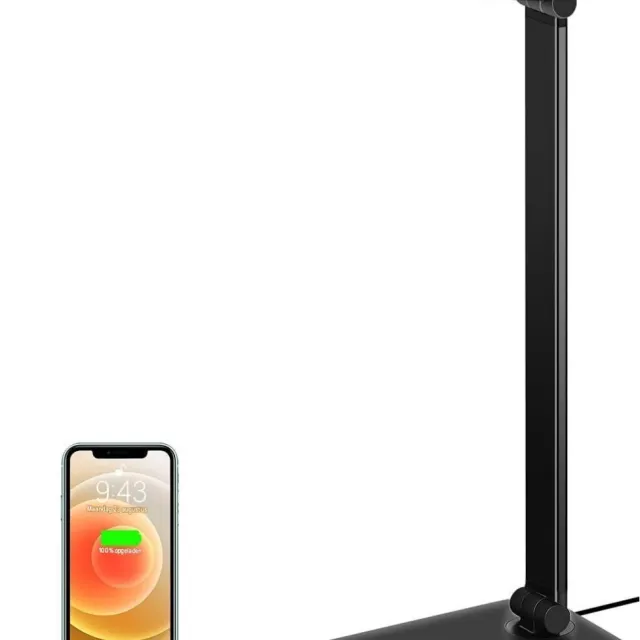SSTRWGOOD Bureaulamp - LED Bureau Lamp - 5 Dimbare Lichtmodi - Oplaadbaar - Geschikt voor Studeren en Werken - Kunststof - Afmetingen 39x3x10.5cm zwart