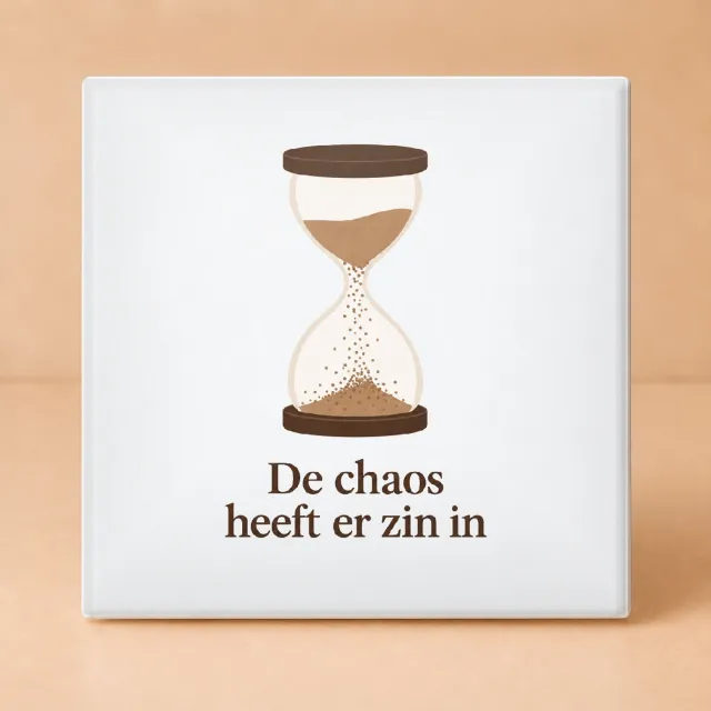 Bedruk King Minimalistische Tegel Nieuw Jaar Zelfde Chaos – Strakke Wanddecoratie voor Liefhebbers van Humor en Design - 11 x 11 cm Wit