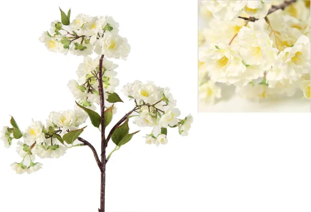 Benza Prunus kunstbloemen kunsttak - wit - 80 cm