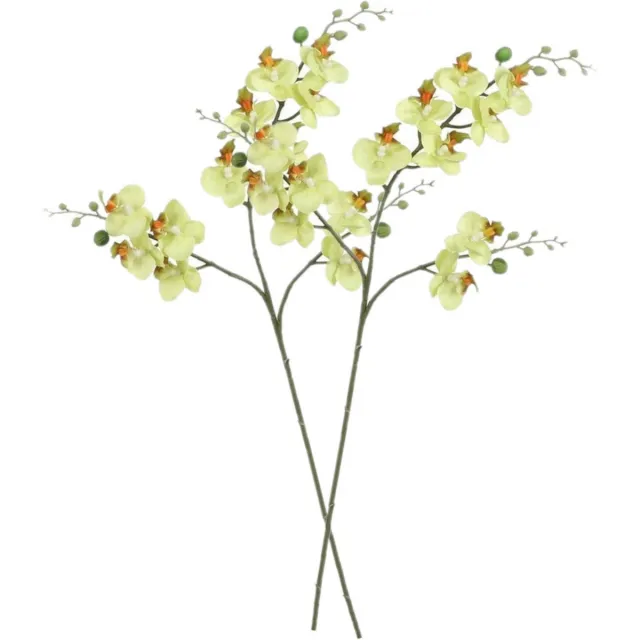 Mica Decorations Kunstbloem Orchidee tak - 2x - lichtgeel - 75 cm - Kunst zijdebloemen