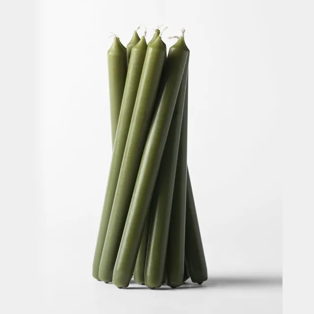 HEMA Lange huishoudkaarsen ⌀2.2cmx29cm olijf - 12 stuks (olijf)