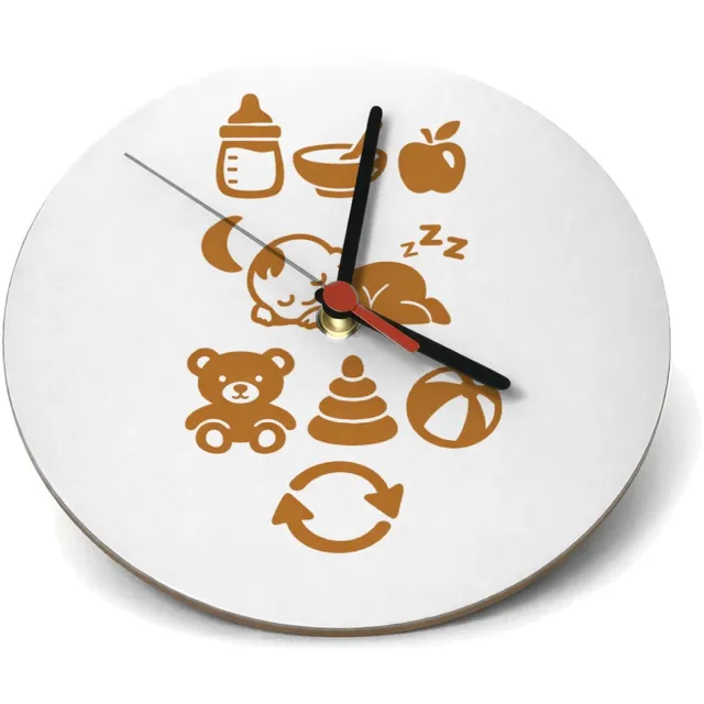 Mr Cadeautjes Klok rond Ø 19 - design Een vergelijkbare ritmegrap met een andere dagindeling en ee | cadeau Wit