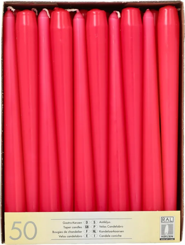 Conpax Candles Dinerkaarsen - 50x stuks - kandelaar kaarsen - fuchsia roze - 25 cm
