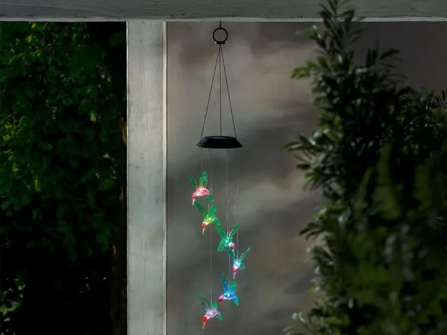 livarno home Solar Windspel - Kolibries - Verlichtingsduur ca 8 uur - Hangend 8 uur - Windgong verschillend