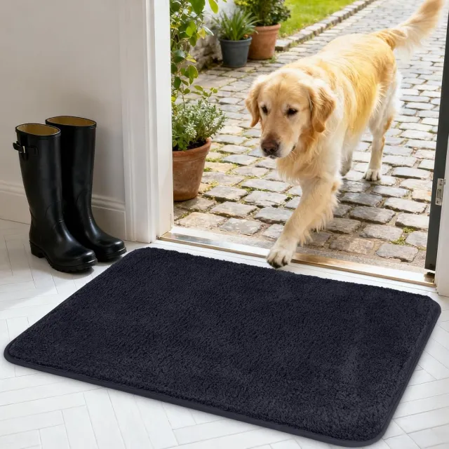 Famanu Absorberende en antislip deurmat voor binnen, 50x80 cm, machinewasbaar Donkerblauw