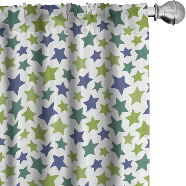 ABAKUHAUS Sterren gordijnen – 2-delige set 75x225 cm – Microvezel, halfdonker, Wit/Multicolor