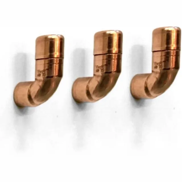 Made by de l'Orme Koperen kapstok haken (set van 3) Wandhaak - Muurhaak - Ophanghaak - Handdoekhaak