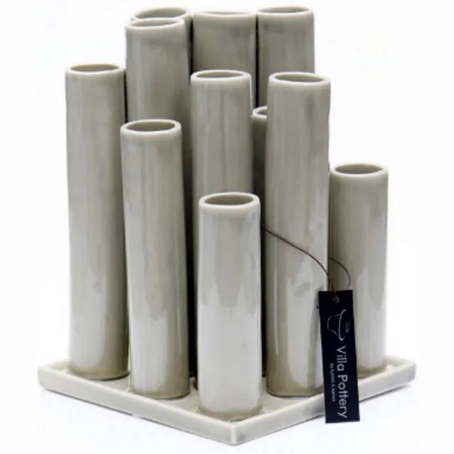 Villa Pottery Vaas - Villa Pottery - Woondecoratie - Decoratie - Porselein - Waterdicht - Twist & Tube 1 Grey Grijs