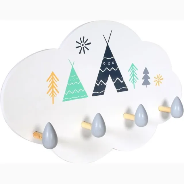 Home Deco Kids CMP M8 wolkvormige houten kapstok Wit