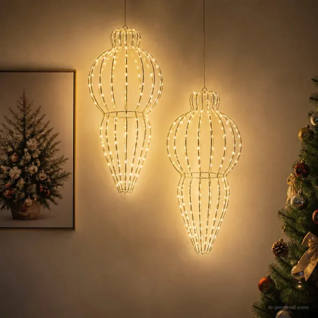 vidaXL Kerst Finial Licht 2 st 640 LED's Koel wit Dia. 40 x 75 cm Koudwit