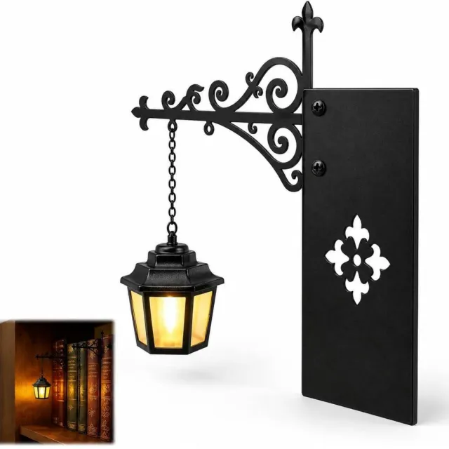 longziming Vintage Bibliotheek Lamp - Klassieke Boekensteun Licht - Decoratief Plank Accessoire - Warmwit LED Verlichting - Zwart Metaal - Krasbestendig Oppervlak - Ruimtebesparend Ontwerp - Sfeervolle Leesomgeving - 1 Stuk