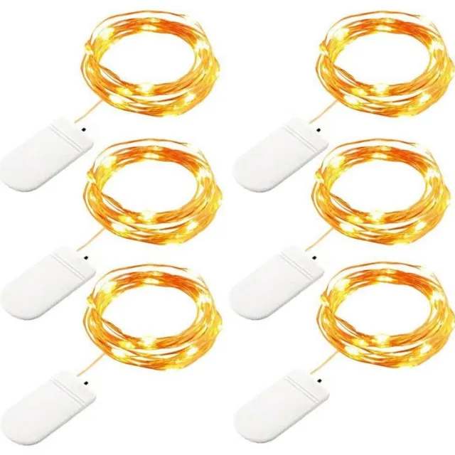 Excitat Lichtsnoer - 20 LED-lichtsnoeren - Geweldig voor kerstfeestjes, bruiloften, bijeenkomsten en kamer- en tuindecoraties - Warm wit - 6 stuks