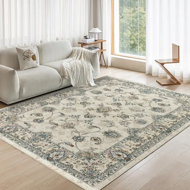 Ibenzoa Stijlvol vintage boho tapijt met antislip en wasbaar laagpolig ontwerp voor elke kamer kleurijk