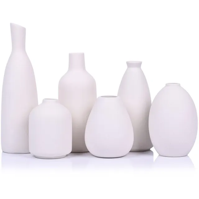 Imperatoris Keramische Vaas Set – Decoratieve Vazen voor Interieur en Woondecoratie – 6 stuks White Set