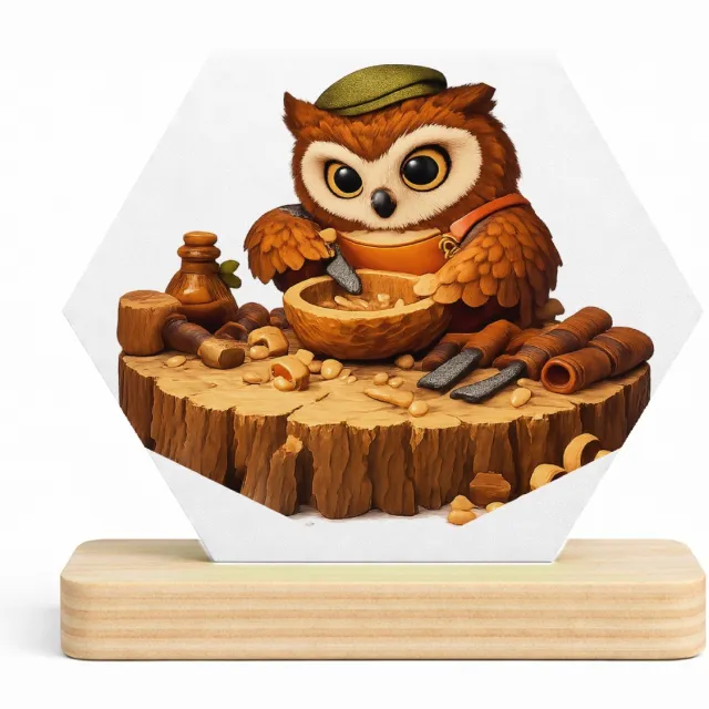 Mr Cadeautjes MDF fotolijst/inleg hexagon 14 x 13 - design Een schattige werkende figuur als vakman met een duidelijk g | cadeau Wit