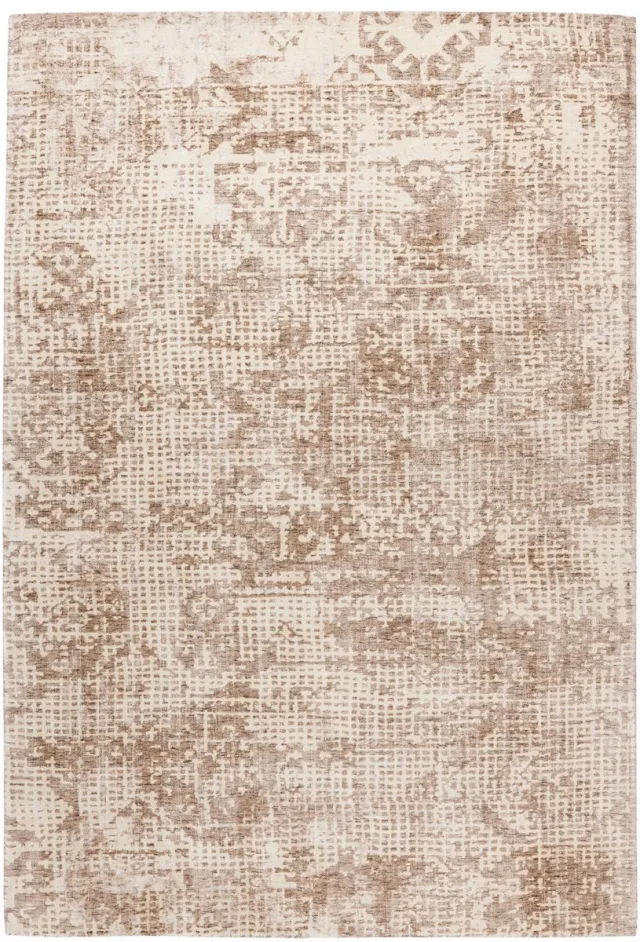 Padiro elegant laagpolig vloerkleed 80 x 150 cm - crème / offwhite - vintage patroon - voor vloerverwarming - van viscose en katoen beige