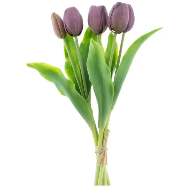 Home51 Paarse Kunsttulpen - Neptulpen - Realistische Tulpen - Paarse Tulpen Home51 - Onderhoudsvrije Tulpen - Kunsttulpen Auberginekleur