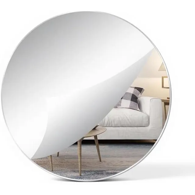 Maison Elara Ronde zelfklevende spiegel 30 cm - Lijstloze wandspiegel voor decoratie zilver