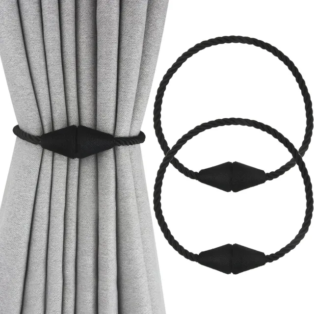 YONO Gordijnhouder Kegel Magnetisch - Gordijn Embrasse Modern - Gordijnbinder Touw - Gordijnkoord - 2 Stuks - Zwart Kegel Zwart