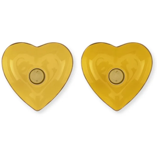 Pip Studio Set of 2 Candle Holders Metal Heart Geel